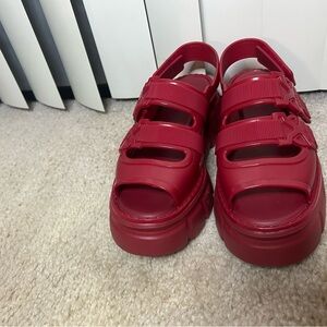 Red Strappy Platform Sandals
